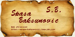 Spasa Bakšunović vizit kartica